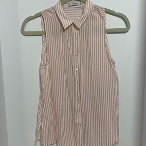 PULL & BEAR PINK AND WHITE STRIPE TANK TOP SIZE SMALL 100% VISCOSE